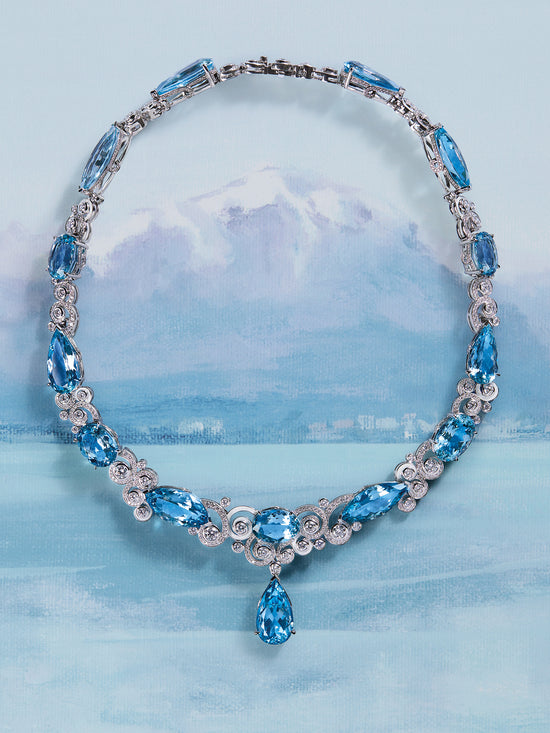 A Family Journey Geneva Aquamarine Platinum Necklace