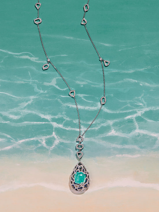 A Family Journey St. Tropez Paraiba Platinum Pendant