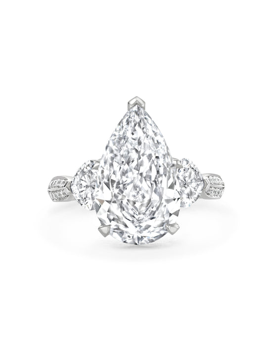 Petal Large Pear Diamond Platinum Ring