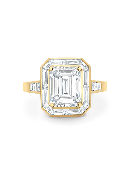 Vintage Emerald Cut Diamond Yellow Gold Ring