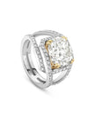 Classic Cushion Diamond Platinum and Yellow Gold Ring