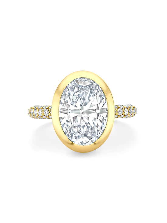 Florentine Oval Diamond Yellow Gold Ring