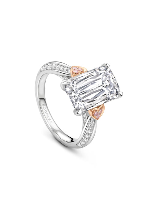 Petal Ashoka White and Pink Diamond Platinum Ring