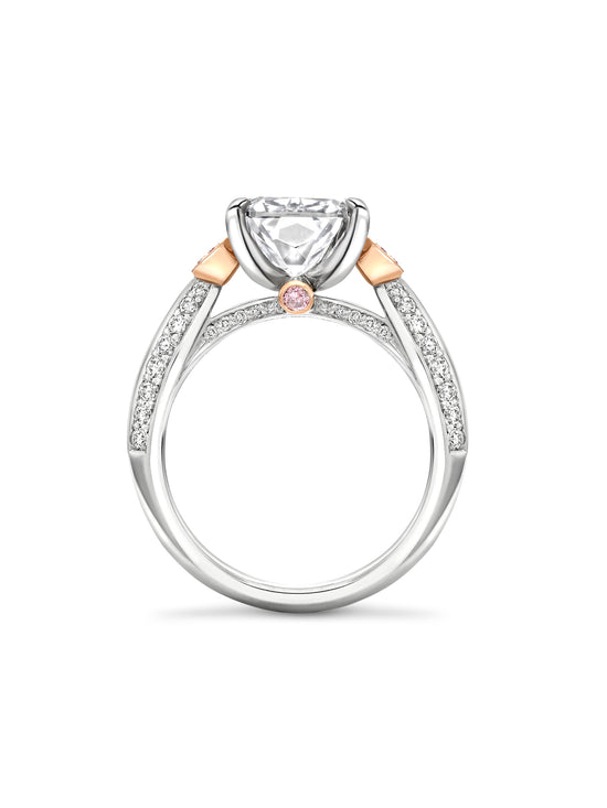 Petal Ashoka White and Pink Diamond Platinum Ring