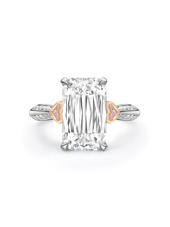 Petal Ashoka White and Pink Diamond Platinum Ring