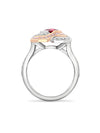 Pavilion Cushion Ruby Platinum and Rose Gold Ring