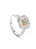 Vintage Radiant Cut Green Diamond and Pink Diamond Ring