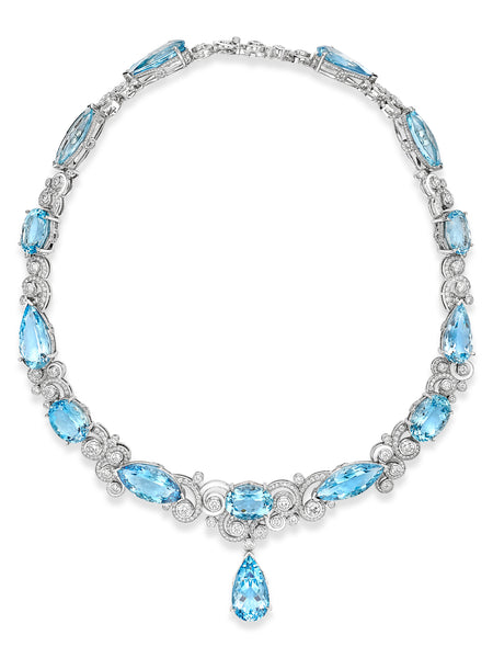 A Family Journey Geneva Aquamarine Platinum Necklace