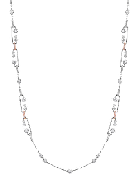 Raindance 25 Pink and White Diamond Long Platinum Necklace