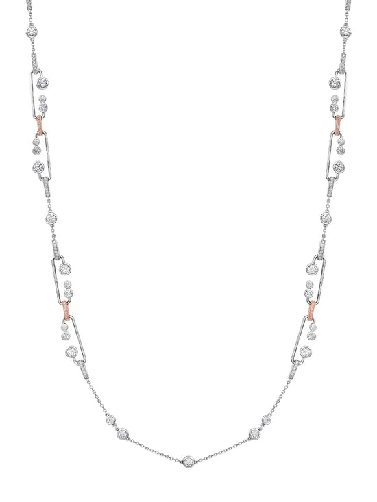 Raindance 25 Pink and White Diamond Long Platinum Necklace