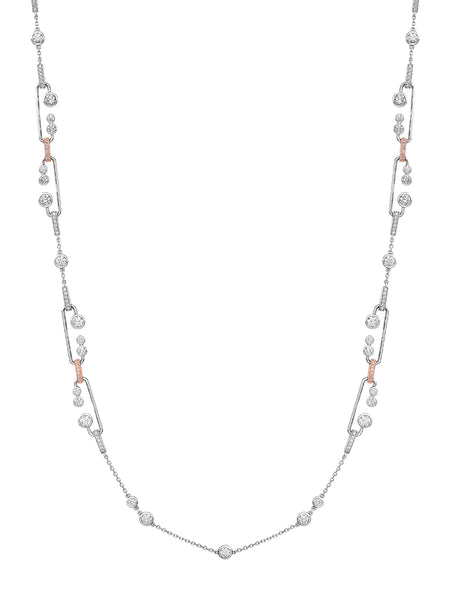 Raindance 25 Pink and White Diamond Long Platinum Necklace