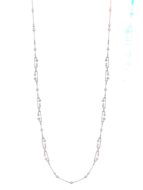 Raindance 25 Pink and White Diamond Long Platinum Necklace