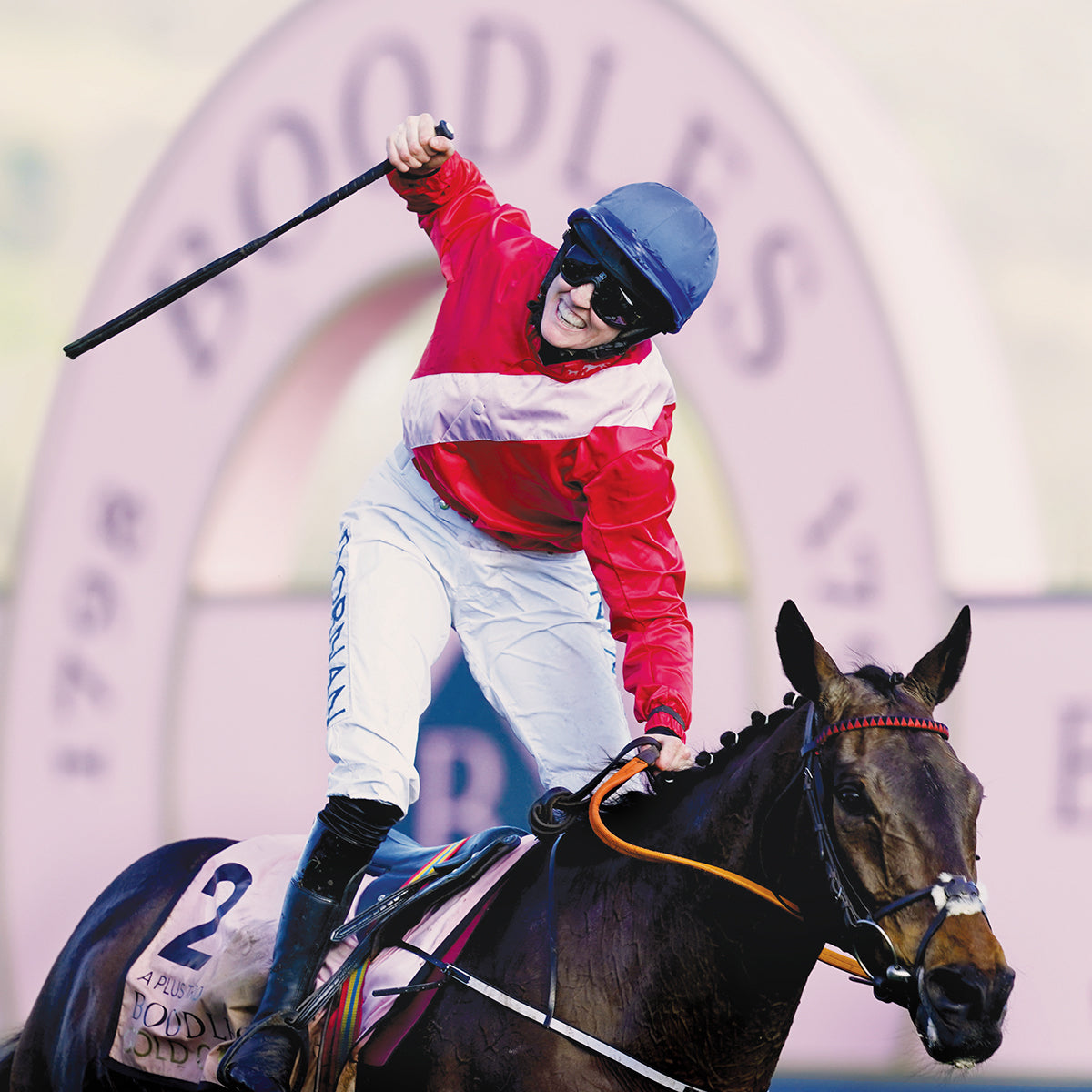 The Boodles Cheltenham Gold Cup, female jockey Rachel Blackmore riding A Plus Tard, winning the gold cup 2022.