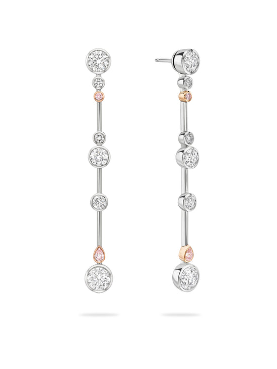 Raindance 25 Pink and White Diamond Drop Earrings