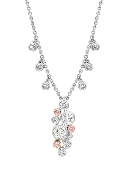 Raindance 25 Pink and White Diamond Cluster Pendant