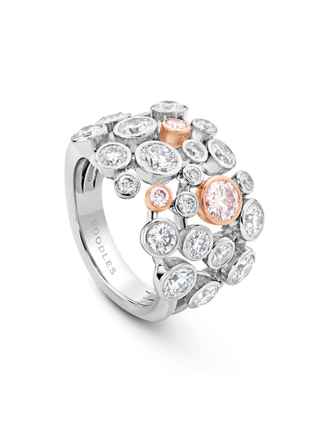 Raindance 25 Pink and White Diamond Platinum Ring