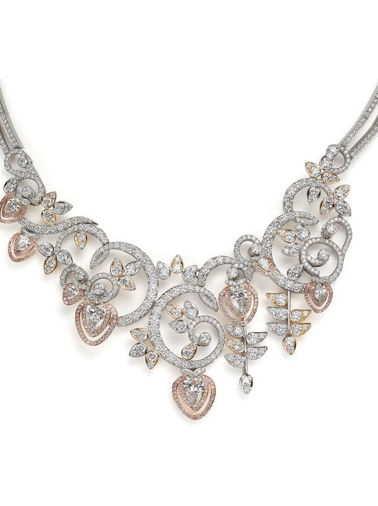 Strawberry Picking Platinum and Rose Gold Necklace