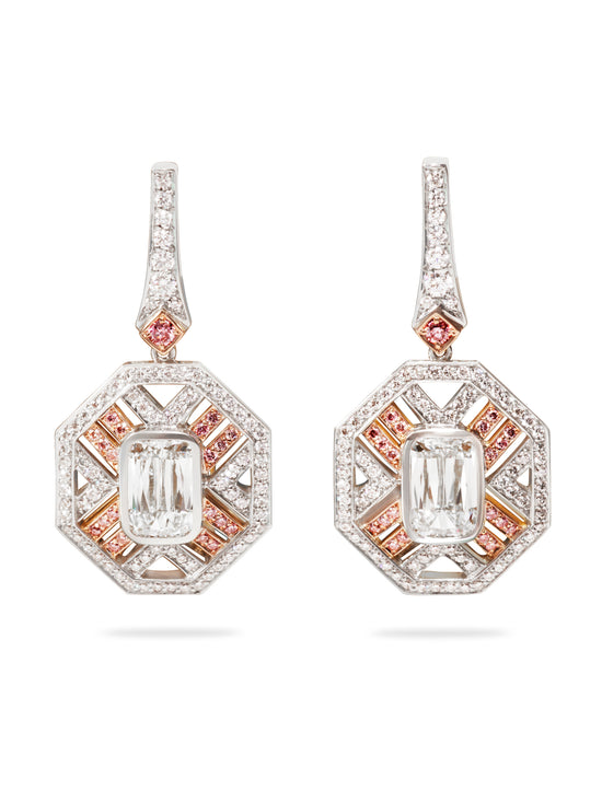 Fifth Avenue Platinum and Rose Gold Earrings