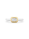 Florentine Ashoka White Enamel Yellow Gold Ring