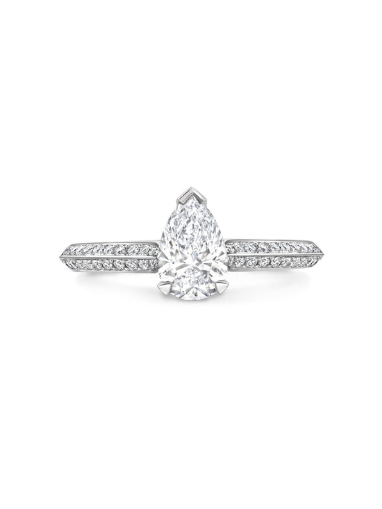 Petal Pear Cut Platinum Diamond Engagement Ring