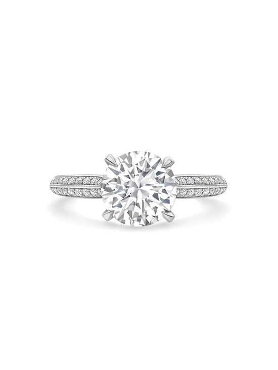 Petal Round Brilliant Platinum Diamond Engagement Ring