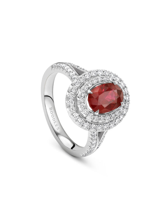 Vintage Oval Platinum Ruby Ring