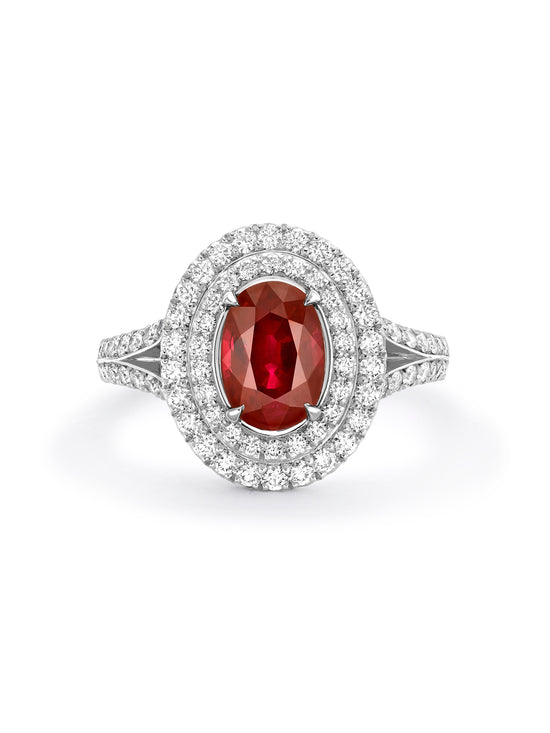 Vintage Oval Platinum Ruby Ring