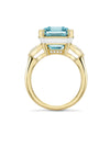 Florentine Emerald Cut Aquamarine Yellow Gold Ring