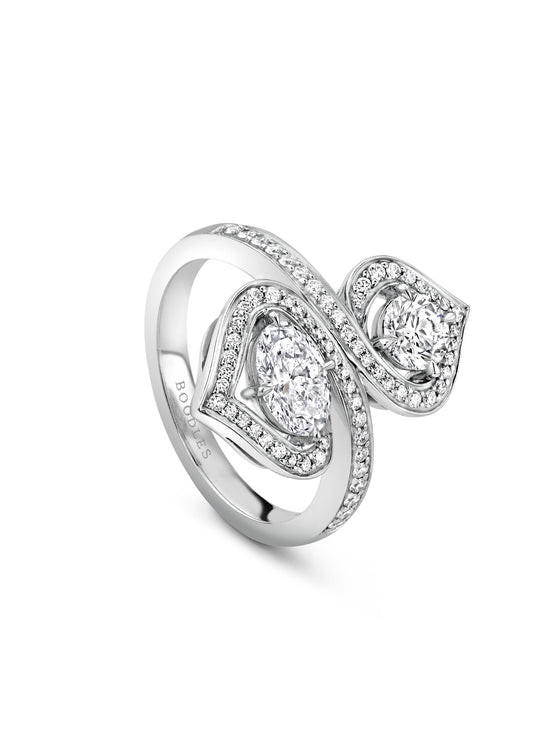 Woodland Double Motif Platinum Diamond Ring