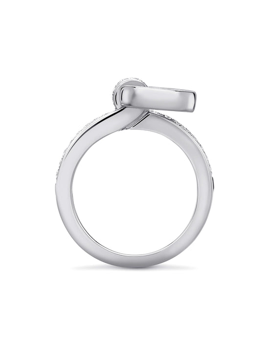 Roulette Pavé Diamond Band White Gold Flip Ring