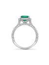 Vintage Cushion Cut Emerald Platinum Ring