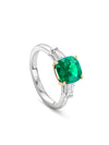 Baguette Cushion Cut Emerald Platinum Ring