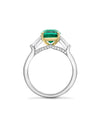 Baguette Cushion Cut Emerald Platinum Ring