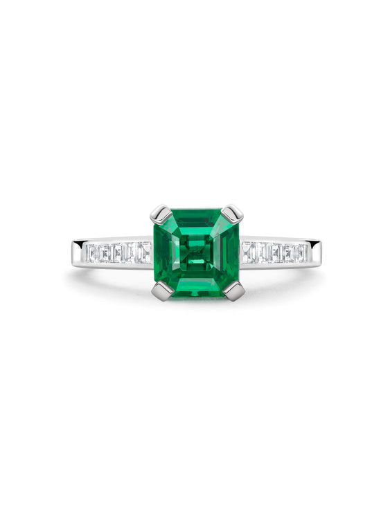 Emerald Cut Emerald Platinum Ring