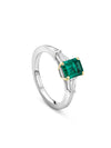 Baguette Octagonal Emerald Platinum Ring