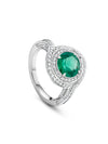 Vintage Brilliant Emerald Platinum Ring