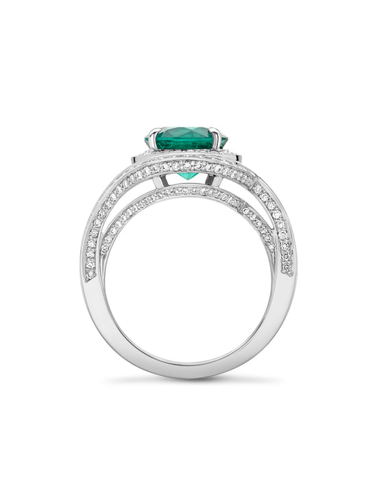 Vintage Brilliant Emerald Platinum Ring