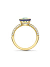 Florentine Cushion Emerald Yellow Gold Ring