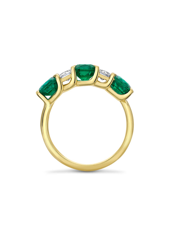 Classic Emerald and Ashoka Diamond Yellow Gold Eternity Ring