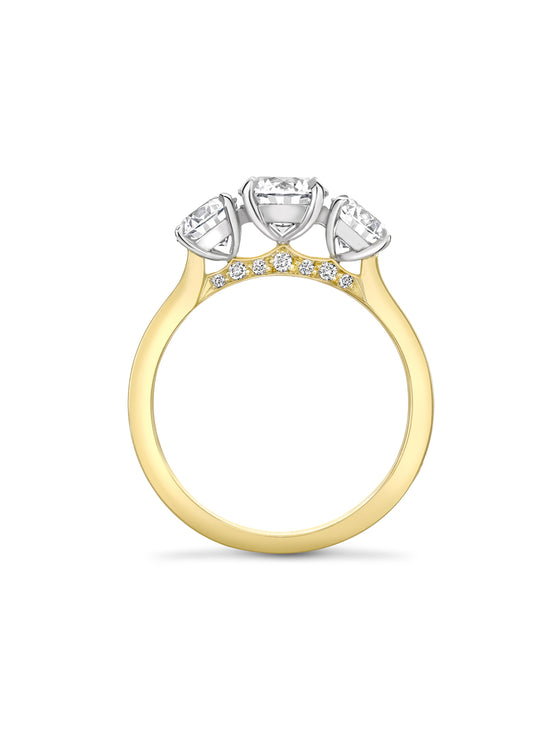 Trilogy Round Brilliant Yellow Gold Diamond Engagement Ring