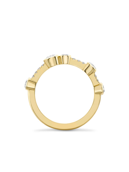 Waterfall Semi Yellow Gold Diamond Eternity Ring