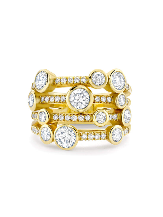 Waterfall Medium Yellow Gold Diamond Ring