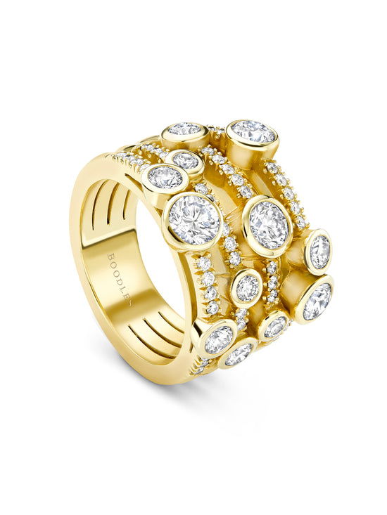 Waterfall Medium Yellow Gold Diamond Ring