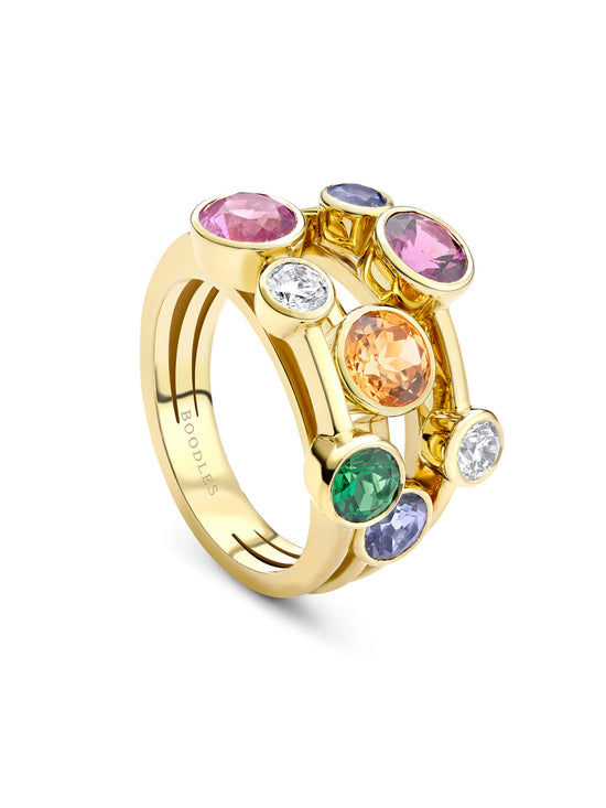 Raindance Yellow Gold Rainbow Watercolour Ring