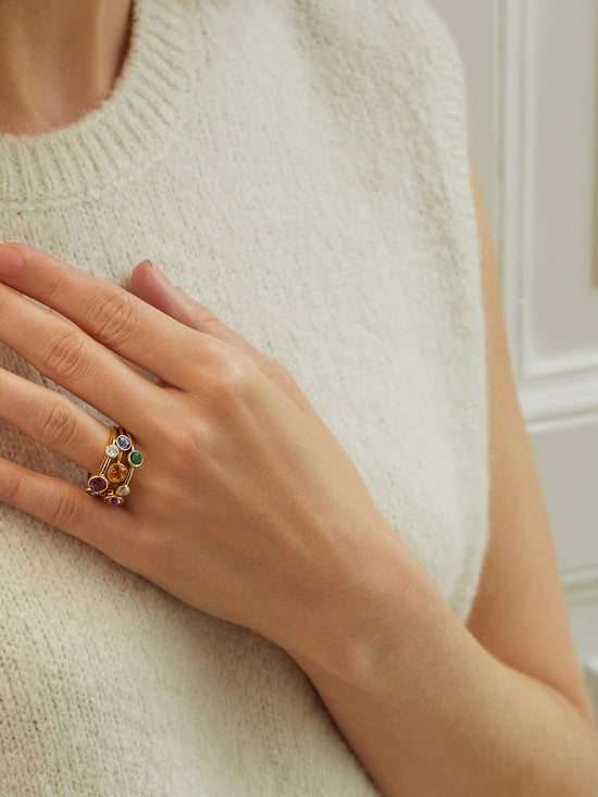 Raindance Yellow Gold Rainbow Watercolour Ring