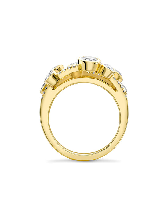 Waterfall Classic Yellow Gold Diamond Ring