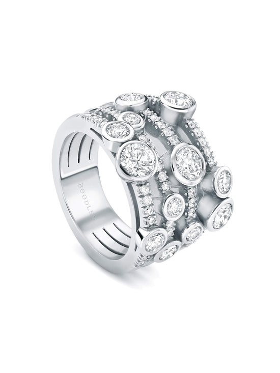 Waterfall Medium Platinum Diamond Ring