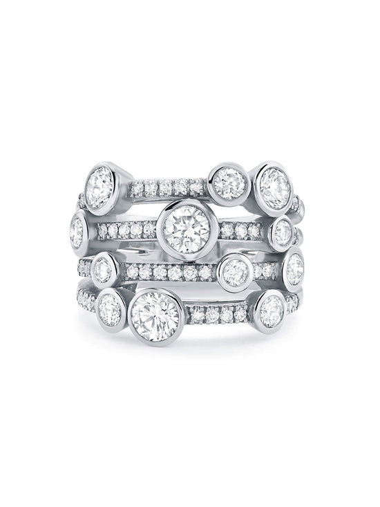 Waterfall Medium Platinum Diamond Ring