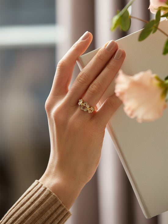 Blossom Triple Yellow Gold Diamond Ring