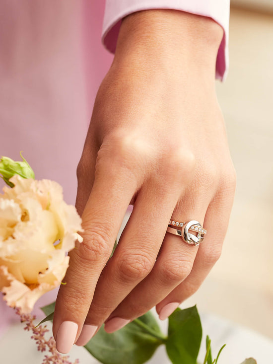 The Knot Rose and White Gold Diamond Ring